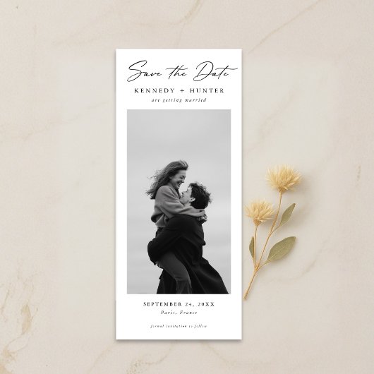 Save The Date Elegant Script Romantic Modern Photo Wedding