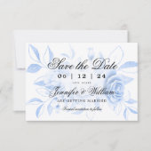 Save The Date Élégant Script Romantique Mariage Marine Floral (Devant)
