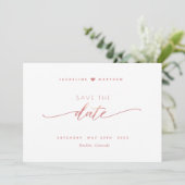 Save The Date Élégant Script, rose pâle, Mariage simple (Debout devant)