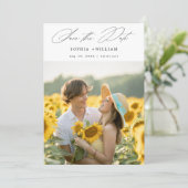 Save The Date Élégant Script Rustique Tournesol Photo Boho Maria (Debout devant)