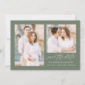 Save The Date Élégant Script Sage Green 2 Photo (Devant)