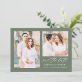 Save The Date Élégant Script Sage Green 2 Photo (Debout devant)