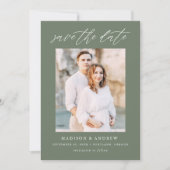Save The Date Élégant Script Sage Green Photo (Devant)