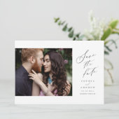 Save The Date Élégant Script simple mariage photo enregistrer la (Debout devant)
