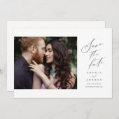 Save The Date Élégant Script simple mariage photo enregistrer la (Devant / Derrière)