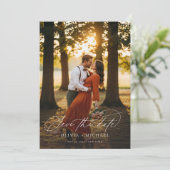 Save The Date Élégant Script Simple Photo Mariage (Debout devant)