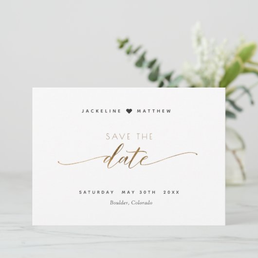 Save The Date Élégant Script, Simple Timbre Mariage Enregistrer  (Debout devant)
