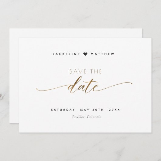 Save The Date Élégant Script, Simple Timbre Mariage Enregistrer  (Devant / Derrière)
