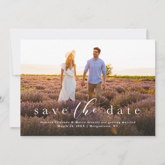 Save The Date Élégant script simple une photo (Devant)