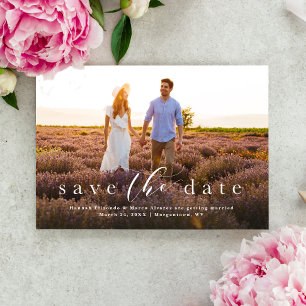 Save The Date Élégant script simple une photo