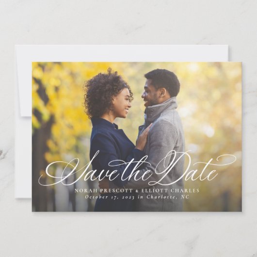 Save The Date Élégant script simple une photo enregistrer la dat (Devant)