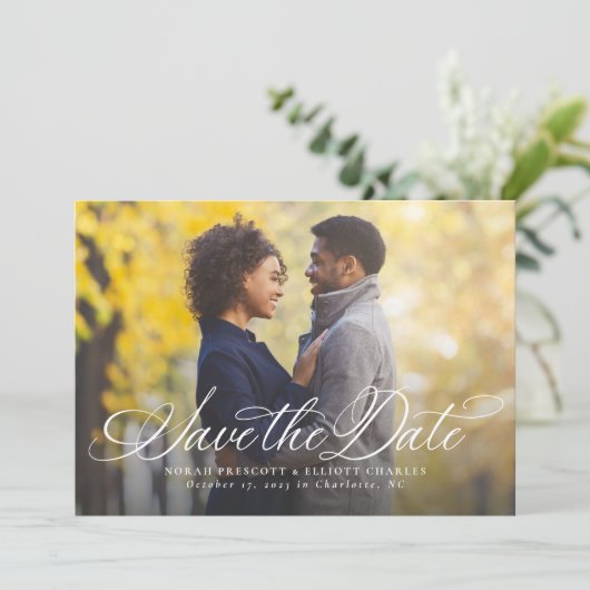 Save The Date Élégant script simple une photo enregistrer la dat (Debout devant)