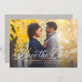 Save The Date Élégant script simple une photo enregistrer la dat (Devant / Derrière)