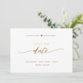 Save The Date Élégant Script, Terracotta, Simple Mariage (Debout devant)
