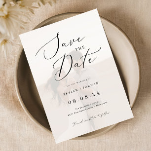 Save The Date Élégant Script Vellum Overlay Mariage photo