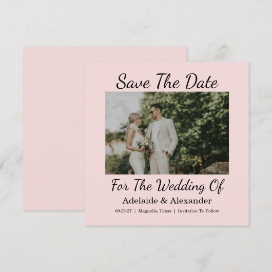 Save The Date Elegant Script Wedding Photo (Devant / Derrière)