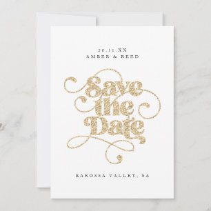 Save The Date Élégant Script Words Gold Faux Parties scintillant