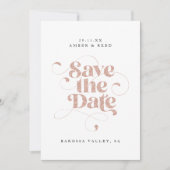 Save The Date Élégant Script Words Rose Gold Faux Parties scinti (Devant)