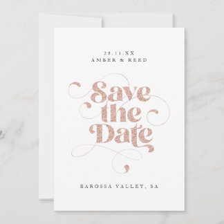 Save The Date Élégant Script Words Rose Gold Faux Parties scinti