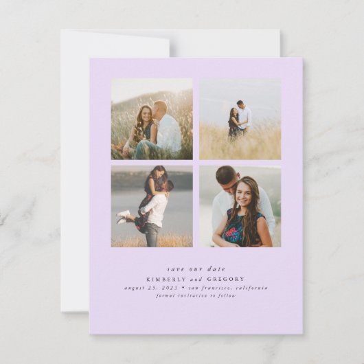 Save The Date Élégant Simple et mignon Quatre photos Enregistrer (Devant)