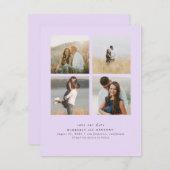 Save The Date Élégant Simple et mignon Quatre photos Enregistrer (Devant / Derrière)