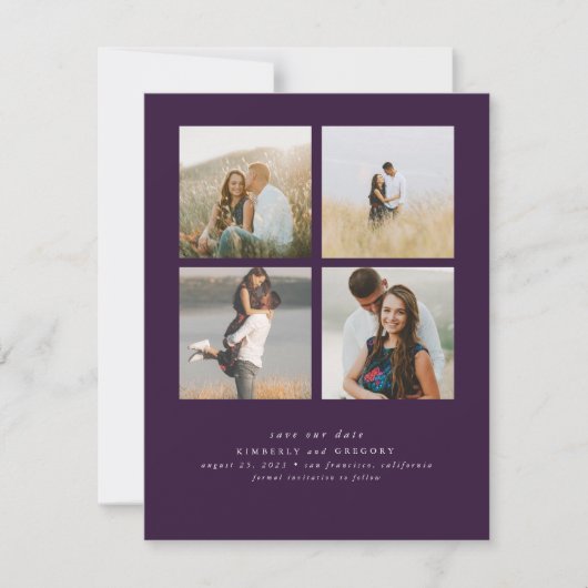 Save The Date Élégant Simple et mignon Quatre photos Enregistrer (Devant)