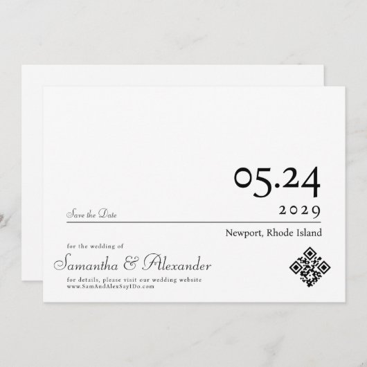 Save The Date Élégant Simple Formel Écriture Non-Photo Mariage (Devant / Derrière)