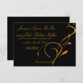 Save The Date Élégant Simple Gold Black Scroll Enregistrer la vo (Devant / Derrière)