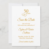 Save The Date Elegant Simple Golden 50th Anniversary Party (Devant)