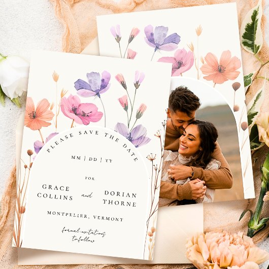 Save The Date Élégant simple ivoire blanc Rustique Mariage neutr