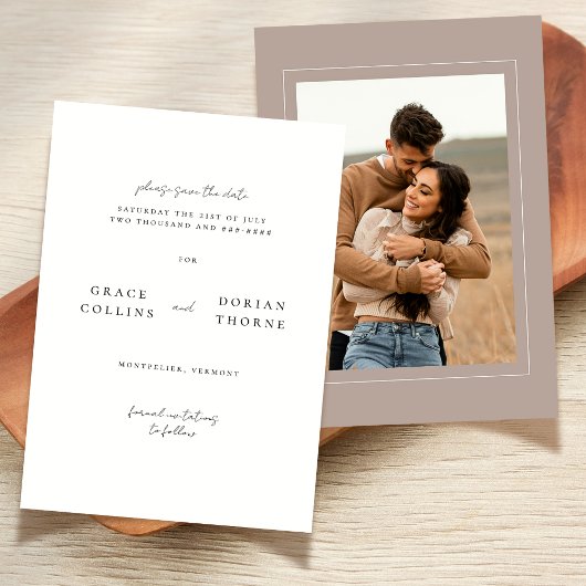 Save The Date Elégant simple Mocha Mocha Mousse Mariage photo