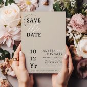 Save The Date Elégant Simple Moderne Champagne Tan Mariage Photo