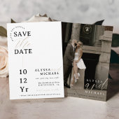 Save The Date Élégant Simple Moderne Écriture Photo Mariage Blan