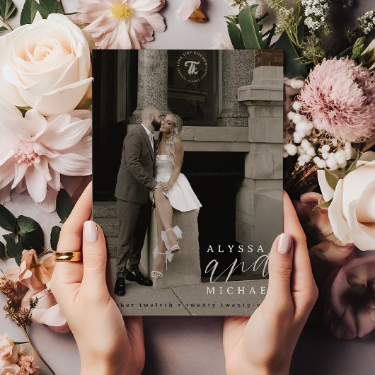 Save The Date Élégant Simple Moderne Mariage photo de script bla