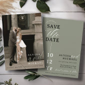 Save The Date Élégant Simple Moderne Sage Mariage photo vert