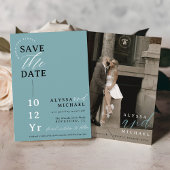 Save The Date Élégant Simple Moderne Soft Turquoise Photo Mariag