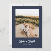 Save The Date Elegant Simple Navy Bleu Moderne Chic Mariage phot (Dos)