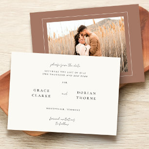 Save The Date Elégant simple Neutre Mocha Mousse Mariage photo