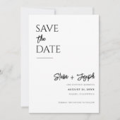 Save The Date Élégant simple noir & blanc Mariage photo moderne (Devant)