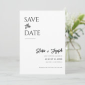 Save The Date Élégant simple noir & blanc Mariage photo moderne (Debout devant)