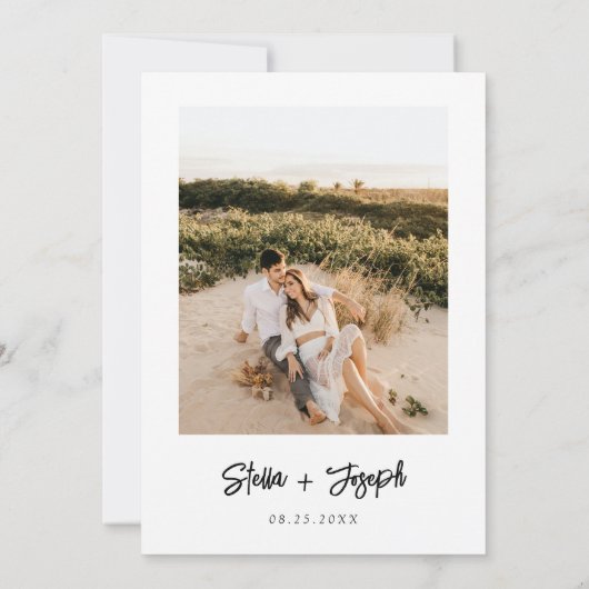 Save The Date Élégant simple noir & blanc Mariage photo moderne (Dos)