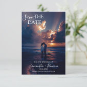 Save The Date Élégant Simple Photo Intégral Recto-Verso (Debout devant)