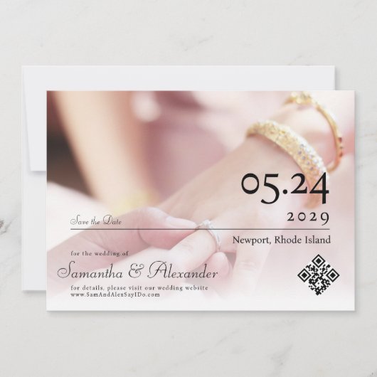 Save The Date Élégant Simple Script Formal Script Unique Mariage (Devant)