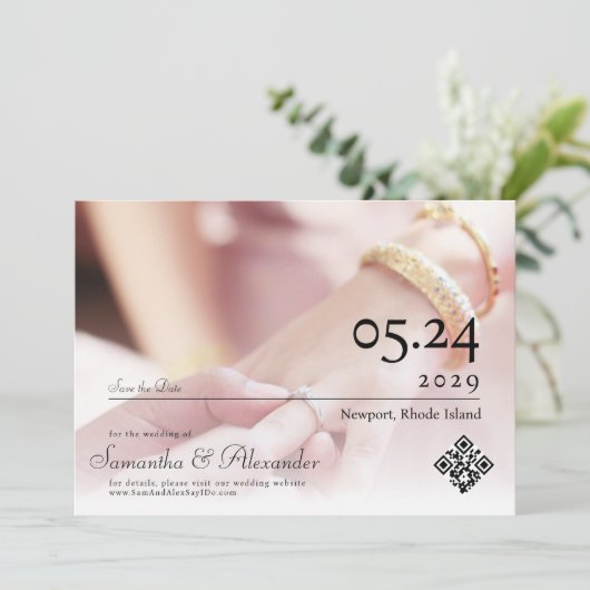 Save The Date Élégant Simple Script Formal Script Unique Mariage (Debout devant)