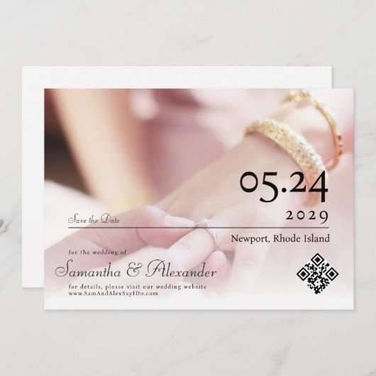 Save The Date Élégant Simple Script Formal Script Unique Mariage (Devant / Derrière)