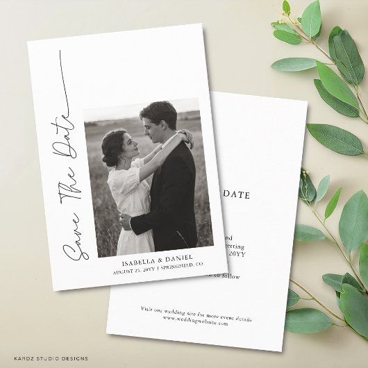Save The Date Élégant Simple Script Photo Mariage