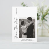 Save The Date Élégant Simple Script Photo Mariage (Debout devant)