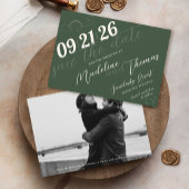 Save The Date Élégant Simple Script Vert Sage Photo Mariage