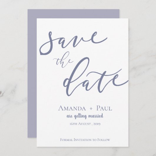 Save The Date Élégant Simple Script Wedding Enregistrer La Date (Devant / Derrière)