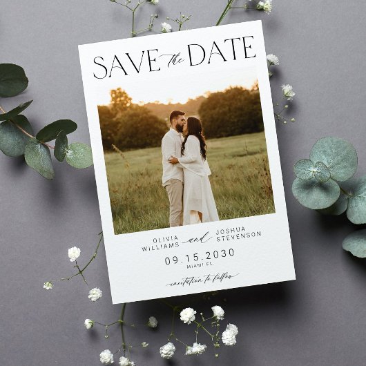 Save The Date Élégant simple typographie script photo mariage